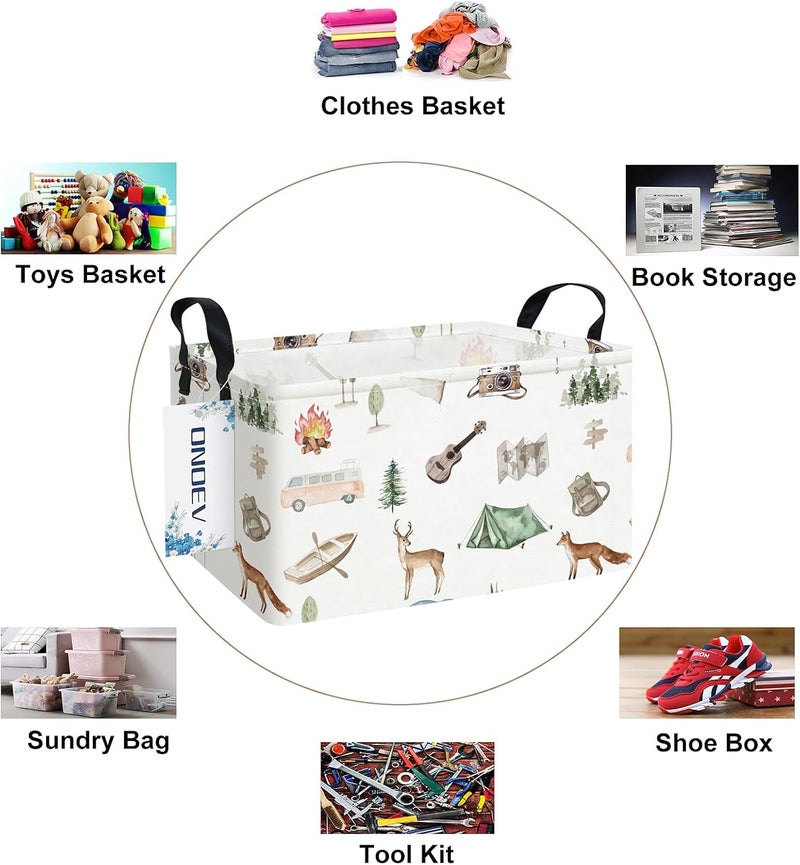 ONOEV Rectangular Folding Laundry Basket,waterproof Canvas Basket,gift basket,Suitable for children's room,Office,Clothes,Toys Storage(Outdoor adventure) - Image 3